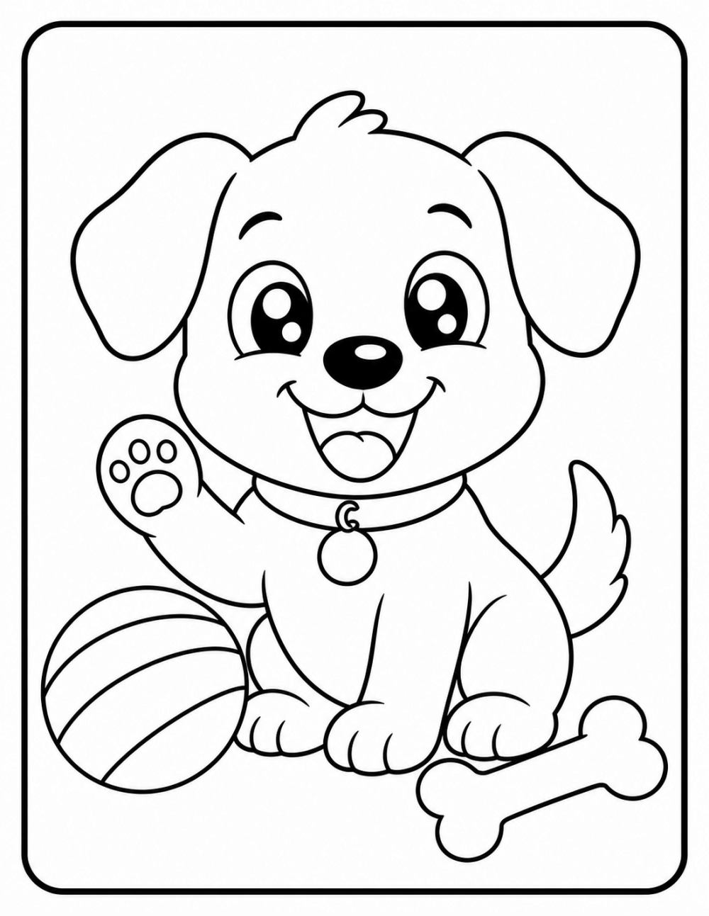 Puppy Says Hi! coloring page line art