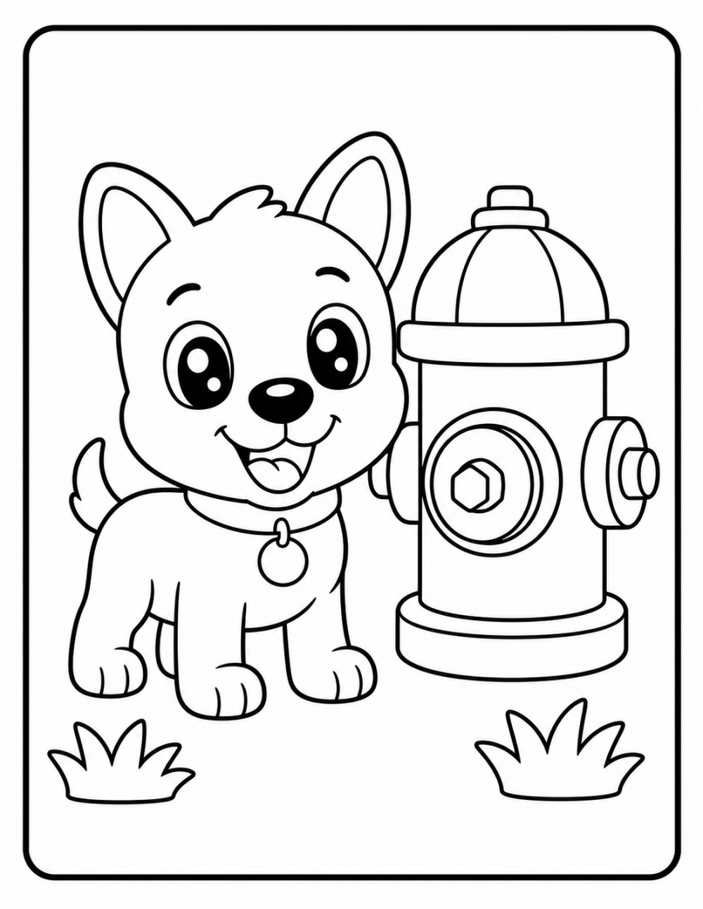 Hydrant Pals coloring page line art