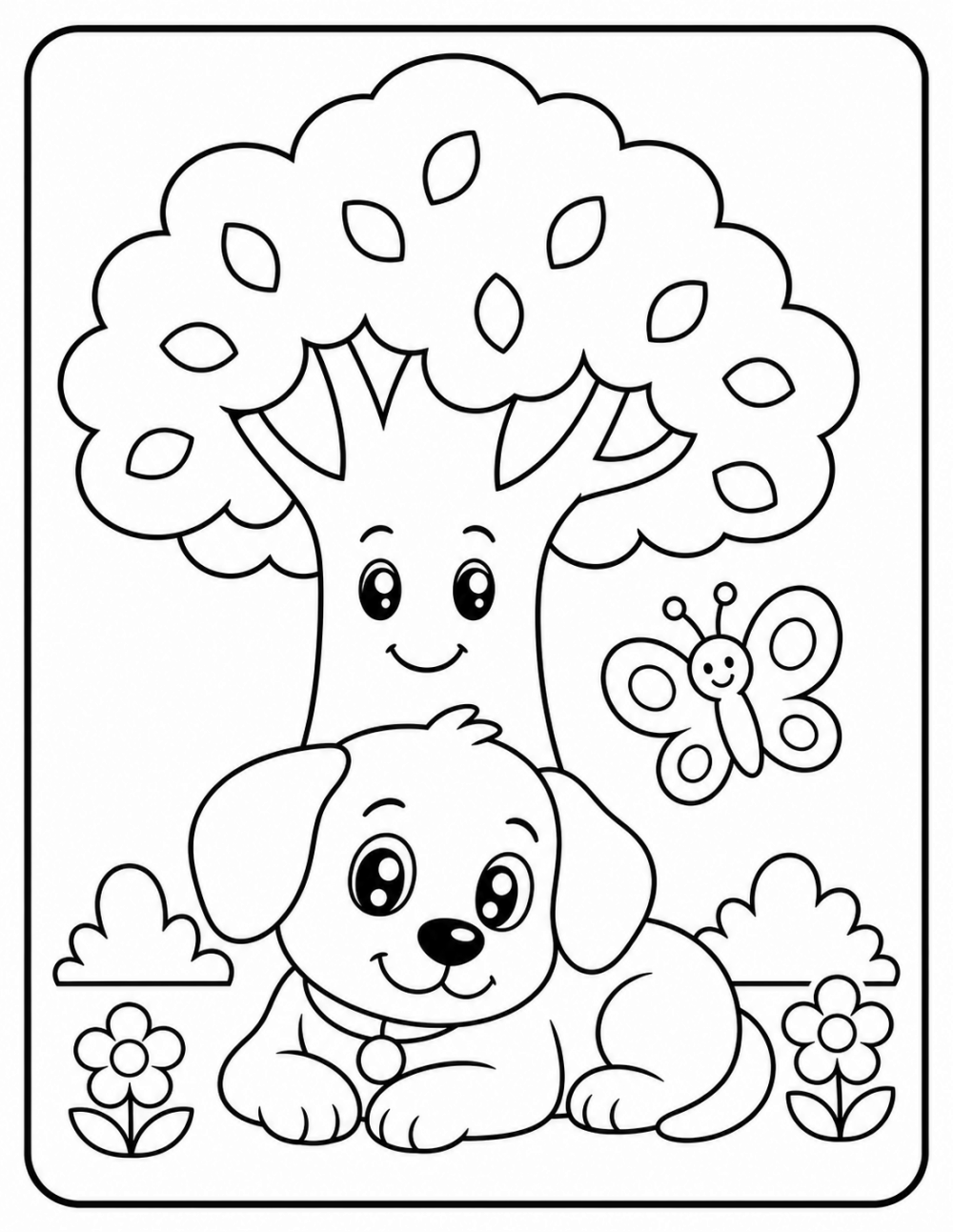 Under the Tree coloring page line art