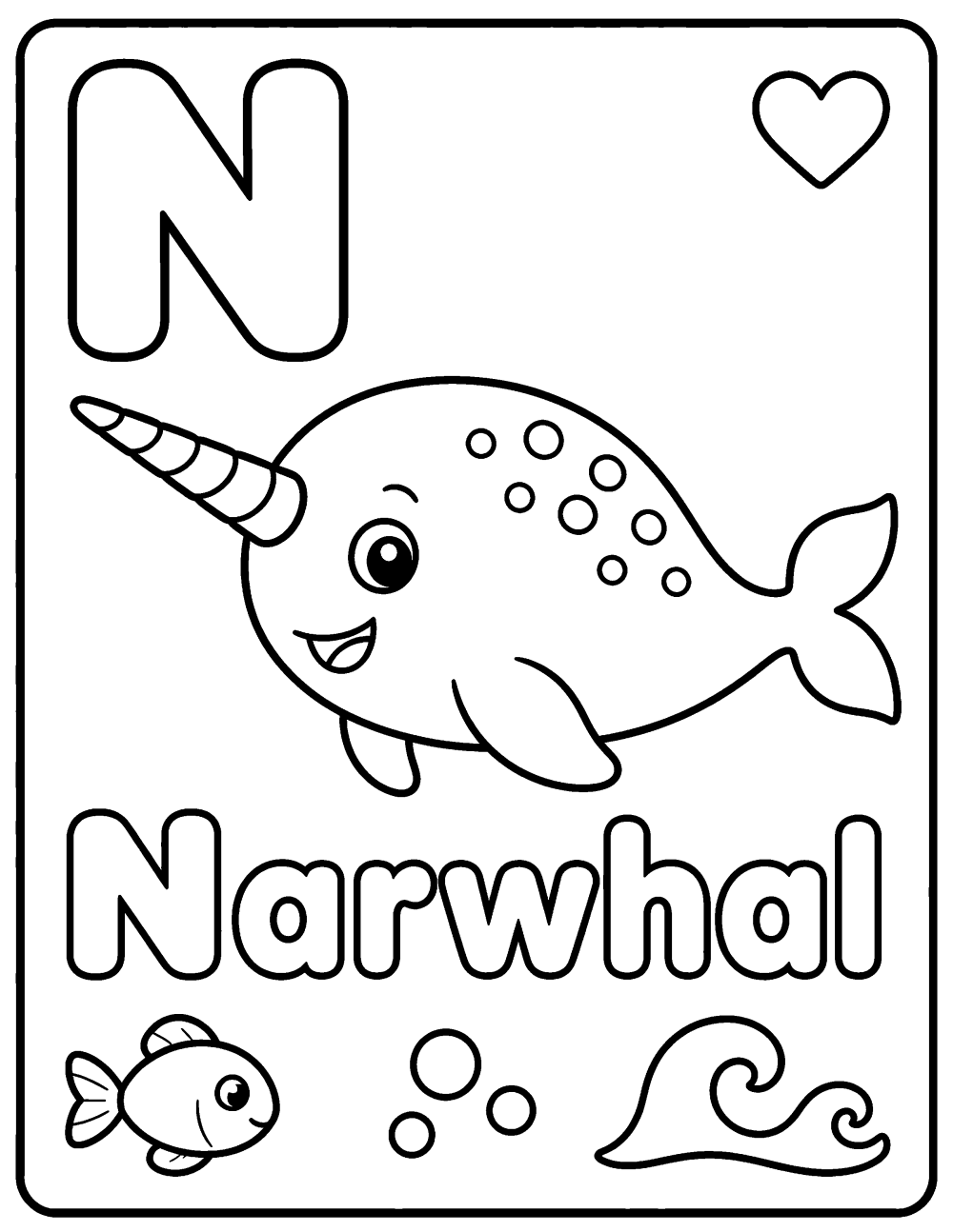 Narwhal coloring page coloring page line art