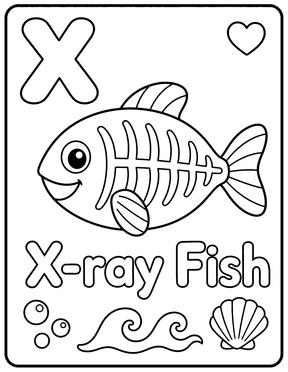 X-ray Fish coloring page coloring page line art