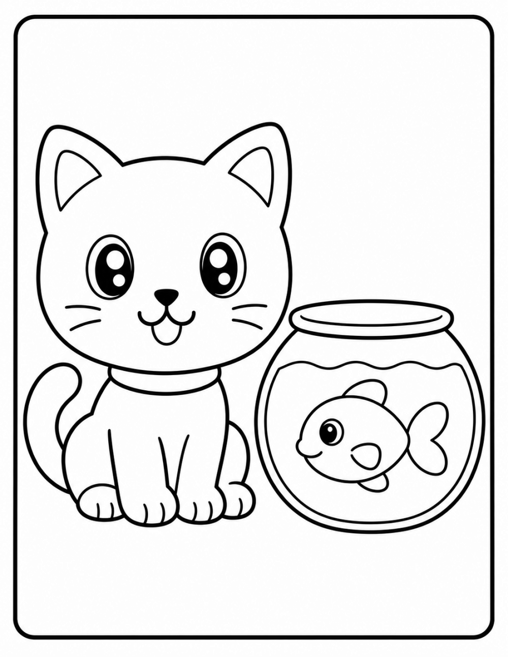 Fishbowl Friend coloring page line art