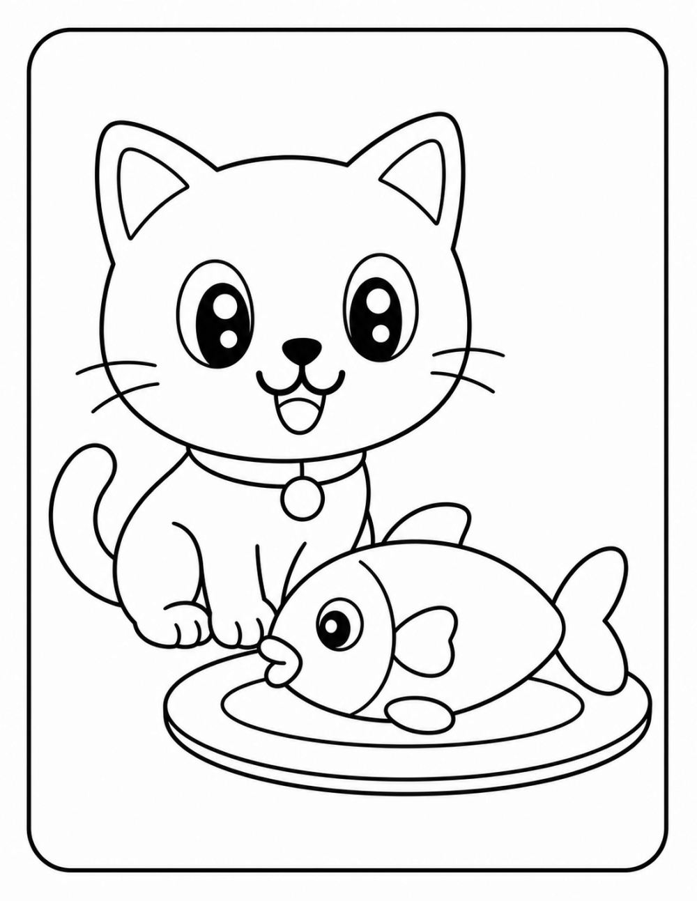 Fishy Dinner coloring page line art