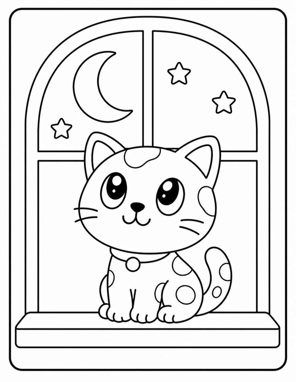 Moon Watcher coloring page line art
