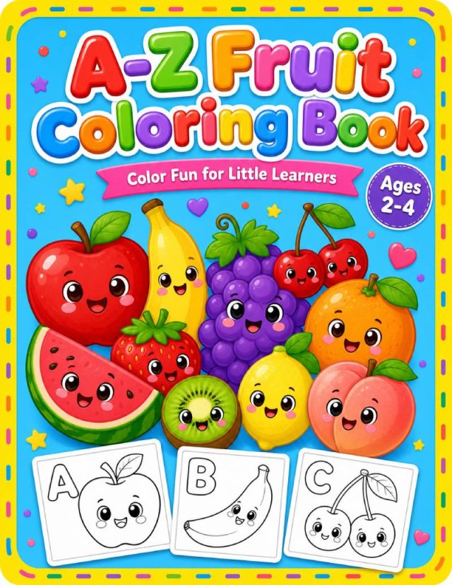 A–Z Fruits Coloring Book cover