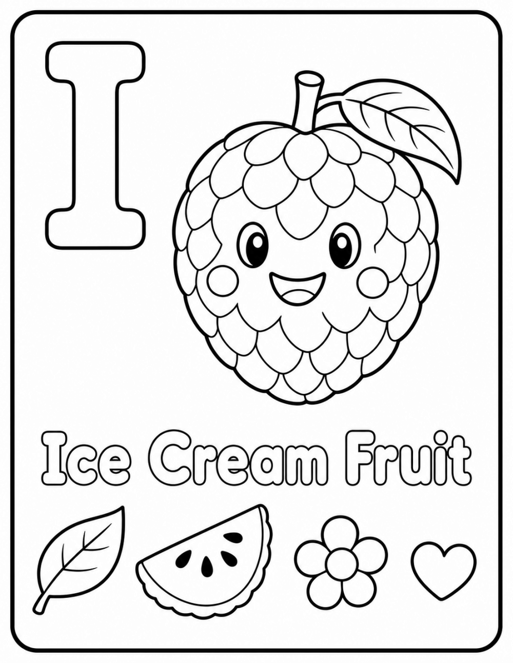 I is for Ice Cream coloring page line art