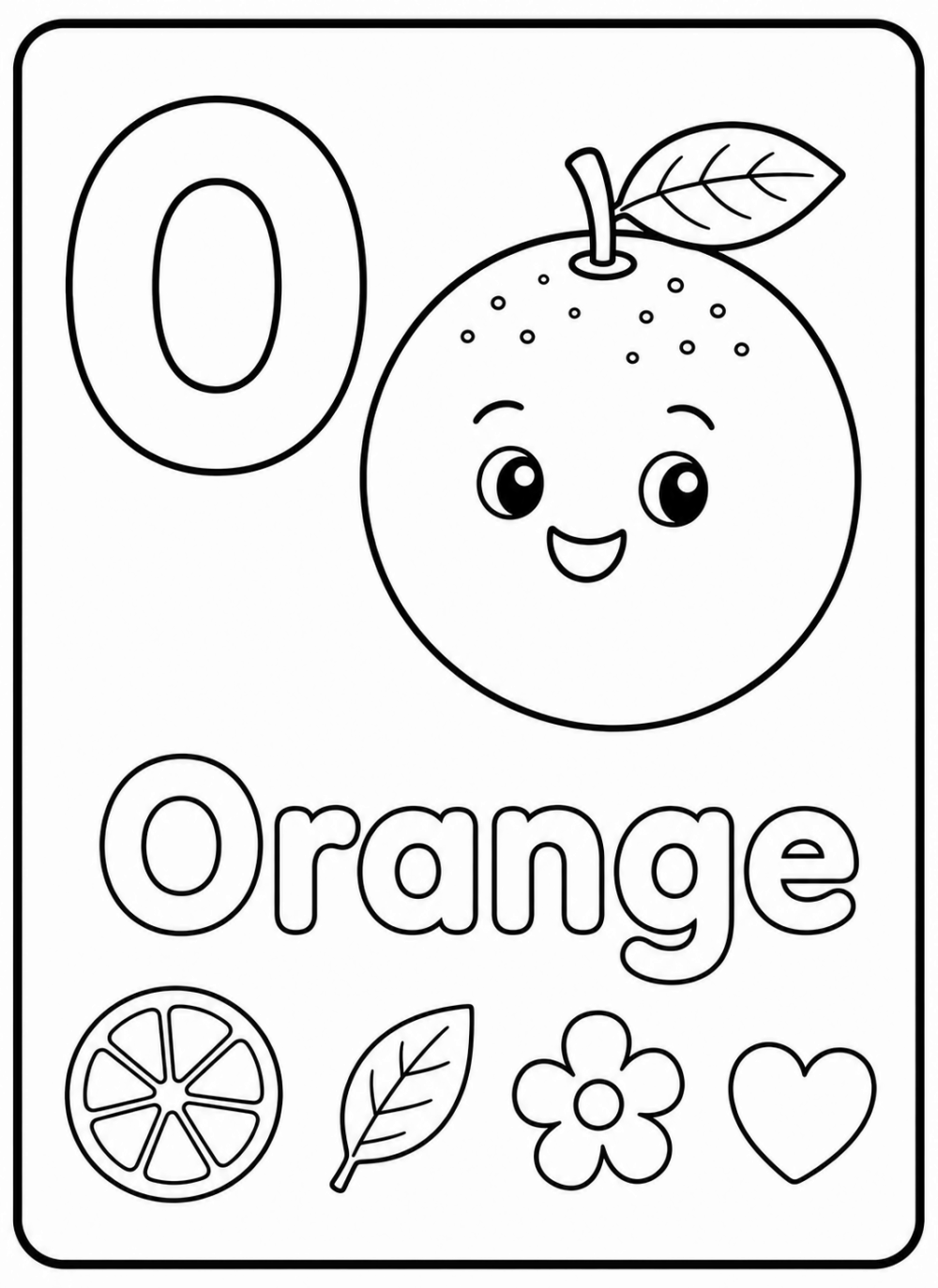 O is for Orange coloring page line art