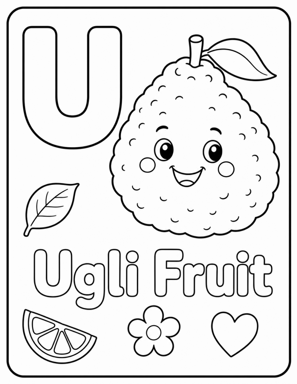 U is for Ugli Fruit coloring page line art